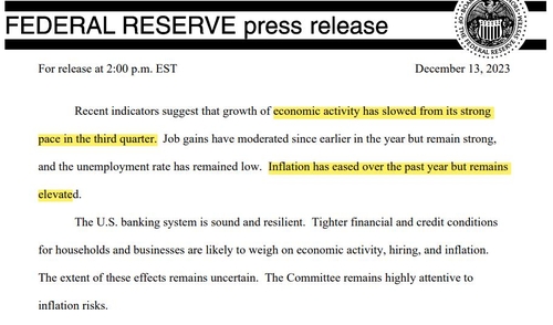 FOMC 성명서 일부 수정된 부분