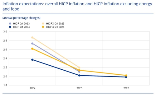 ECB서베이 '올해 인플레 전망 2.4%로 하향…실질GDP도 낮아져'_정선영