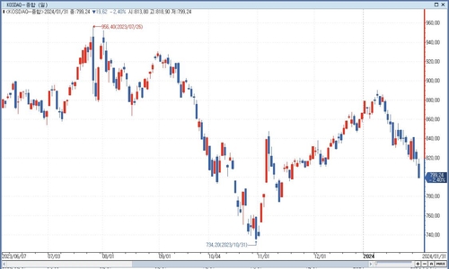 저PBR株로의 자금 이동…두 달만에 코스닥 800선 붕괴_서영태