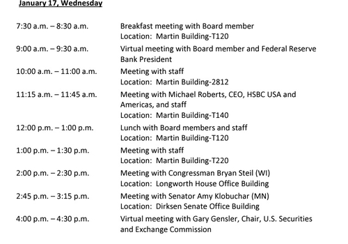 지난 1월17일 파월 의장 일정