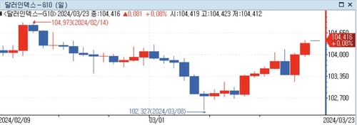 [뉴욕환시] 미 달러 강세…금리인하 사이클·모스크바 테러 위험_정선영