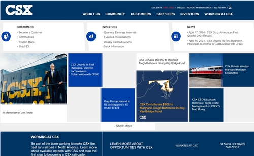 철도기업 CSX, 매출 월 3천만달러 감소…볼티모어 다리 붕괴 여파_배수연
