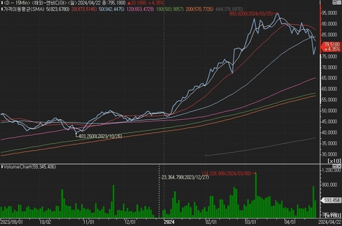 엔비디아, 급락 하루 만에 낙폭 절반 회복…4.35%↑_진정호