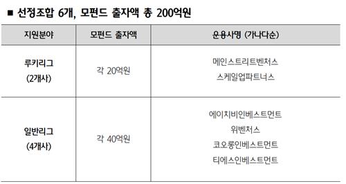 '가뭄의 단비' 하나벤처스 민간모펀드, GP 6곳 낙점_양용비