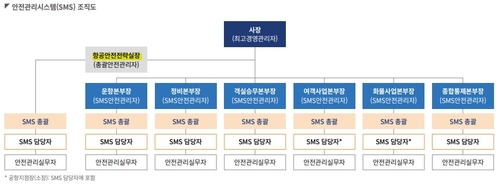 대한항공 안전관리시스템(SMS) 조직도.