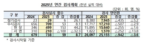 금감원, 올해 738회 검사 예고…전금업자도 첫 정기검사_윤슬기