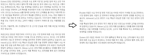 삼성전자 사업보고서 이사의 경영진단 및 분석의견 시스템LSI 및 파운드리 서술 부분