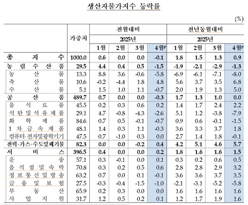 생산자물가, 6개월 만에 내림세…유가하락 등에 4월 0.1%↓_손지현