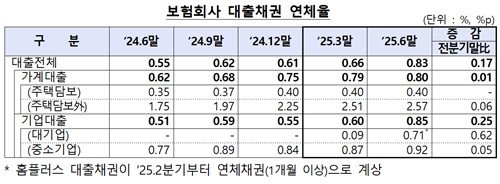 보험사 6월말 기업대출 연체율 급등…홈플러스 연체채권 영향_이윤구