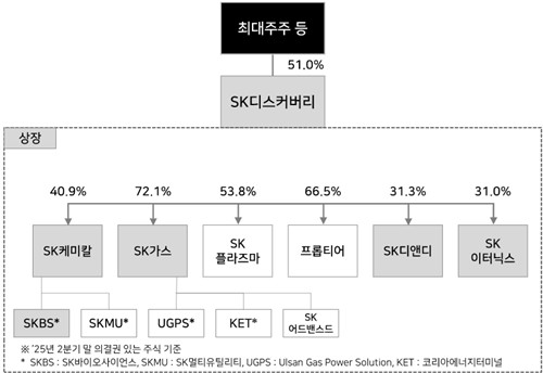 SK디스커버리 지배구조도