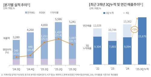 두산 자체 사업 실적 추이