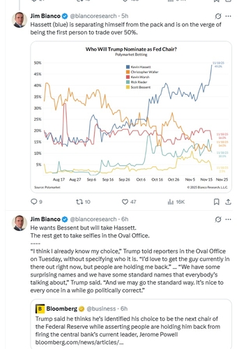 짐 비앙코 "차기 연준 의장, 해싯이 될 가능성 커"_김지연