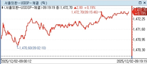 [서환] 1,470원대 하단 지지…달러-엔 상승·저점 결제_정선영