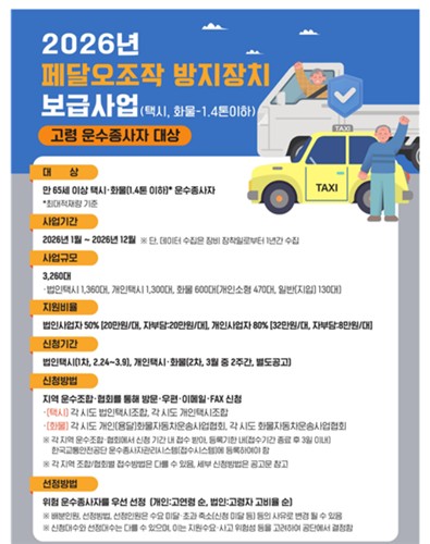 페달 오조작 교통사고 예방한다…택시·소형화물에 방지장치 보급_정필중