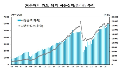 지난해 해외서 쓴 카드사용액 229억弗…역대 최고치 또 경신_윤시윤