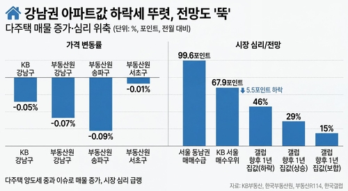 강남권 하락 추세 이어간 한주…상승 점치던 대중 심리도 돌변_변명섭