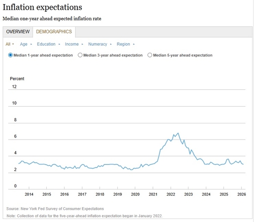 1년 기대 인플레이션 추이