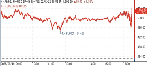 19일 달러-원 추이