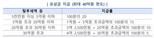 부동산 탈세 포상금 지급 기준
