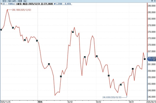 작년 11월 이후 애플 주가 추이