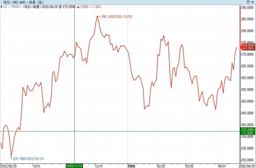 작년부터 애플 주가 추이