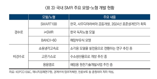 국내 SMR 주요 모델 및 노형 개발 현황