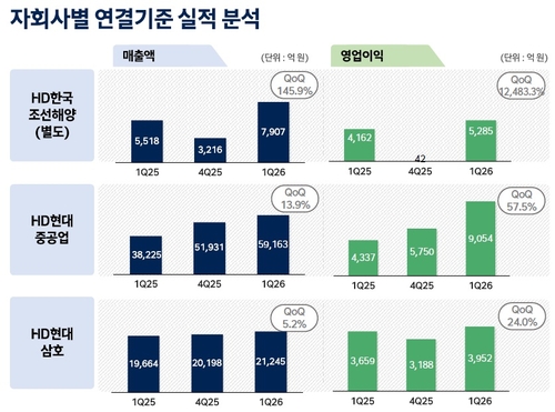 HD한국조선해양 자회사별 연결기준 실적 분석