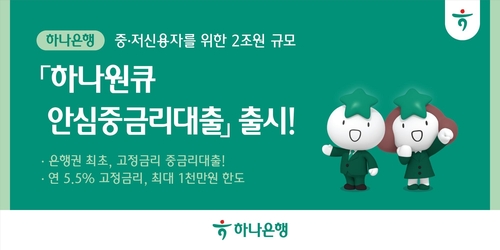 하나은행, 은행권 최초 자체 중금리대출 출시…2조원 공급_박경은