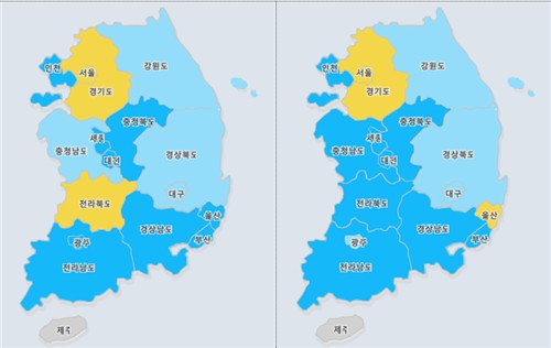 6월 전국 주택시장 소비심리지수(좌-5월, 우-6월) 