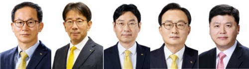 양종희 회장, 이재근 부문장, 이창권 부문장, 이환주 행장, 권광석 전 우리은행장
