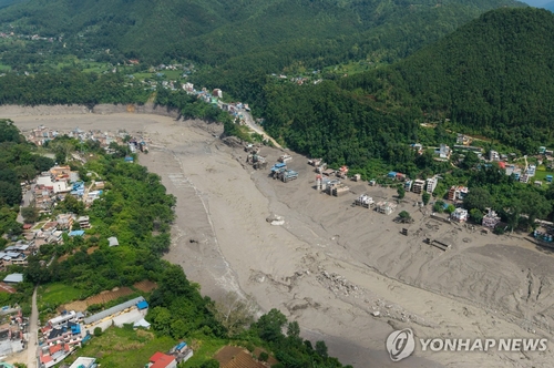 네팔 홍수 피해지역