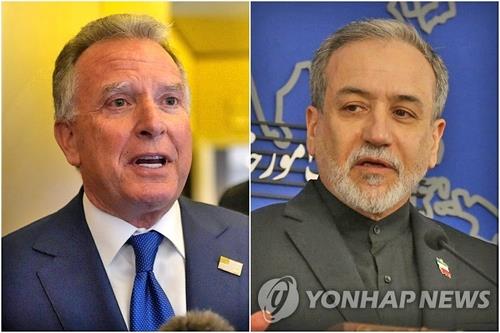 스티브 윗코프 미국 중동 특사(좌)와 아바스 아라그치 이란 외무장관(우)
