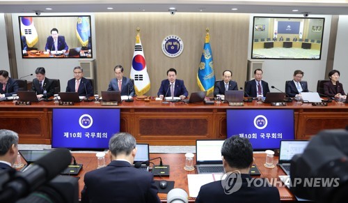 (서울=연합뉴스) 임헌정 기자 = 윤석열 대통령이 7일 서울 용산 대통령실 청사에서 열린 국무회의에서 발언하고 있다. 2023.3.7 kane@yna.co.kr