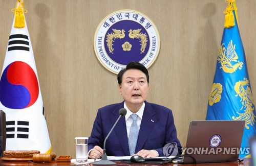 (서울=연합뉴스) 임헌정 기자 = 윤석열 대통령이 27일 서울 용산 대통령실 청사에서 열린 국무회의에서 발언하고 있다. 2023.6.27 kane@yna.co.kr