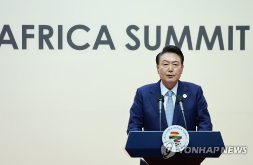 (고양=연합뉴스) 홍해인 기자 = 윤석열 대통령이 4일 경기 고양시 킨텍스에서 열린 2024 한-아프리카 정상회의 공동언론발표에서 발언하고 있다. 2024.6.4 hihong@yna.co.kr