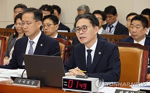 질의에 답변하는 강민수 신임 국세청장