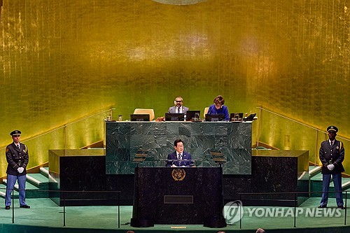 유엔 총회 기조연설하는 이재명 대통령