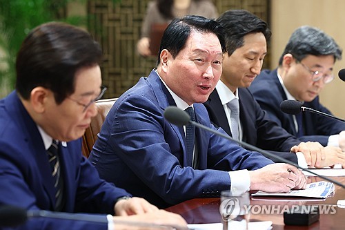 한미 관세협상 후속 민관 합동회의, 발언하는 최태원 회장