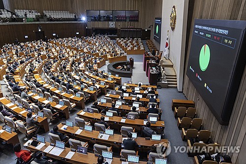 (서울=연합뉴스) 황광모 기자 = 12일 국회에서 열린 3월 임시국회 1차 본회의에서 대미투자특별법이 여야 합의로 통과되고 있다. 2026.3.12 hkmpooh@yna.co.kr