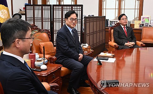우원식 국회의장, 여야 원내대표 회동