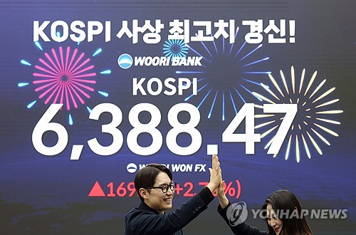 [증시-마감] 코스피, 6,380선 뚫고 '사상 최고치'…외인 1.3조 매수_이규선