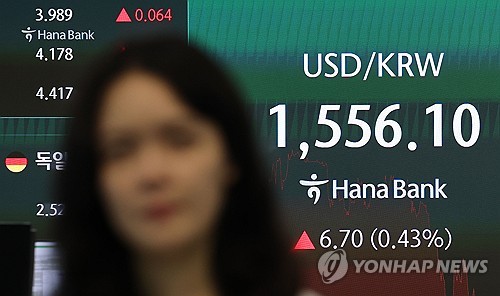(서울=연합뉴스) 한종찬 기자 = 40년 만에 최저 수준으로 떨어진 엔화에 원화가 동조하는 흐름을 보이면서 원/달러 환율은 1일 장 중 한때 1,560원 선에 바짝 붙었다.
