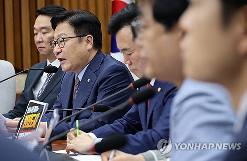 발언하는 정점식 원내대표