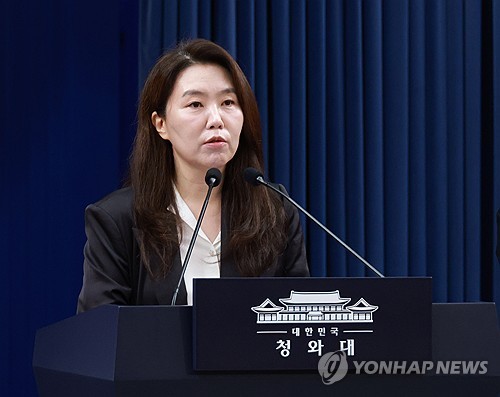 브리핑 하는 강유정 수석대변인