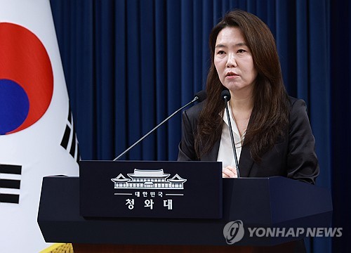 브리핑 하는 강유정 수석대변인
