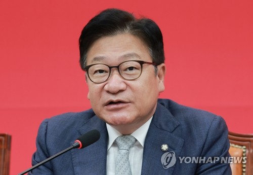 국민의힘 최고위원회의서 발언하는 정점식 원내대표
