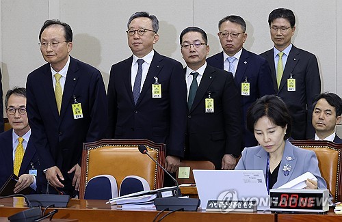 국정감사 증인 선서 마친 5대 은행장